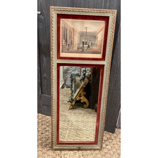 1900 - 1909 Antique European Gallery Mirror With Framed Print, Circa 1900 For Sale - Image 5 of 6