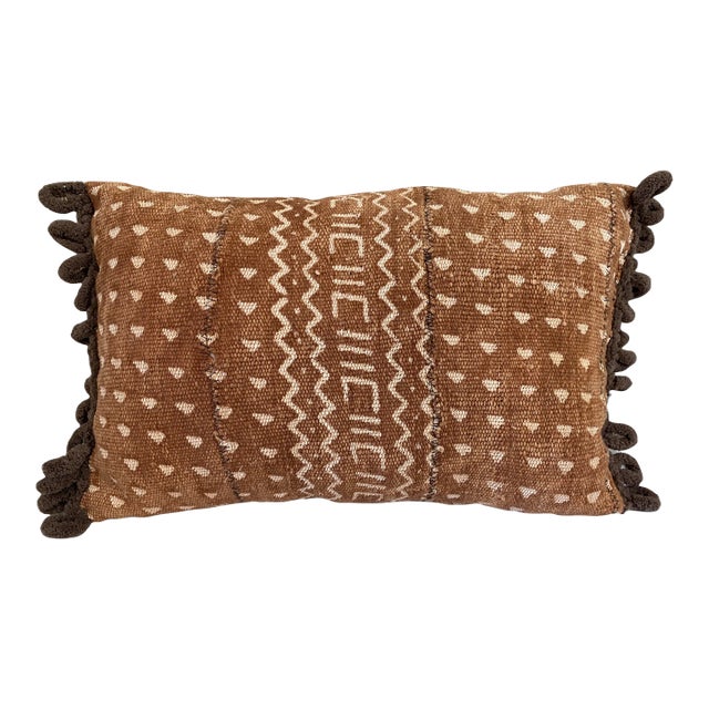 African Custom Made Bogolan Lumbar Mud Cloth Pillow 16.5" For Sale