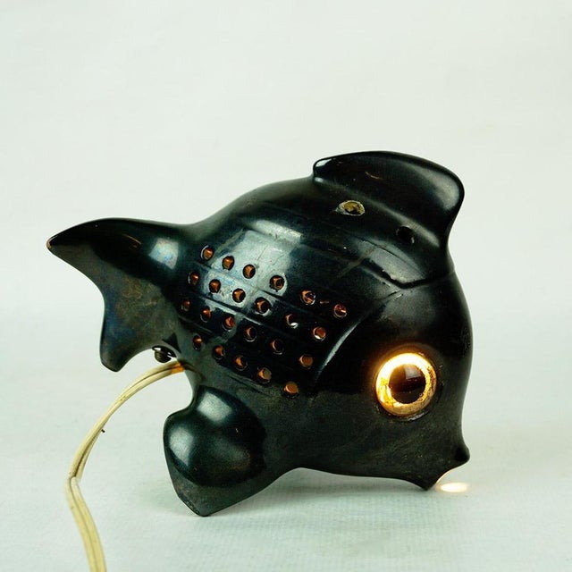 Mid-Century Modern Mid-Century Austrian Black Ceramic Fish from Anzengruber Keramik, 1950s For Sale - Image 3 of 9