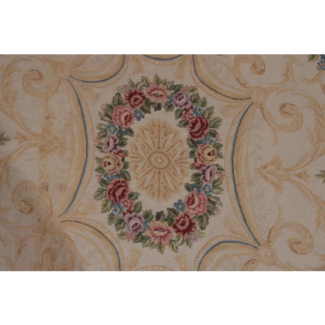 2010s Rug & Kilim’s European Style Needlepoint Rug in Cream With Floral Medallion For Sale - Image 5 of 9