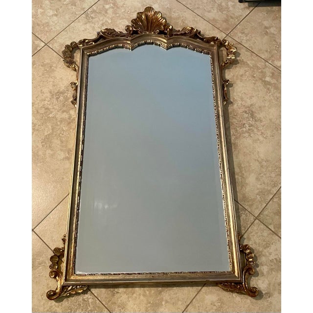Wood Vintage Regency Rococo Style Gilt Beveled Mirror For Sale - Image 7 of 9