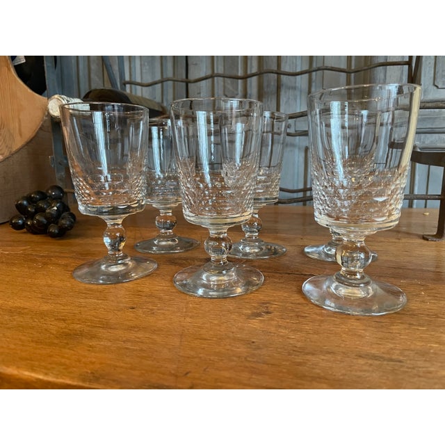 Antique French Hand-Cut Wine Glasses, 1800s, Set of 6 For Sale - Image 10 of 10