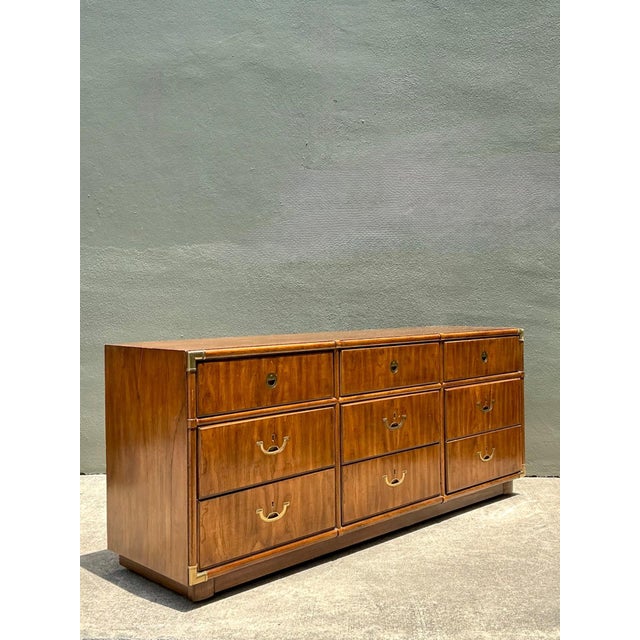 Vintage Drexel Wood and Brass Campaign Dresser For Sale - Image 13 of 13