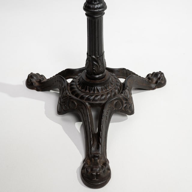 Mid 20th Century Cast Iron Bistro Table With Oak Top For Sale - Image 9 of 9