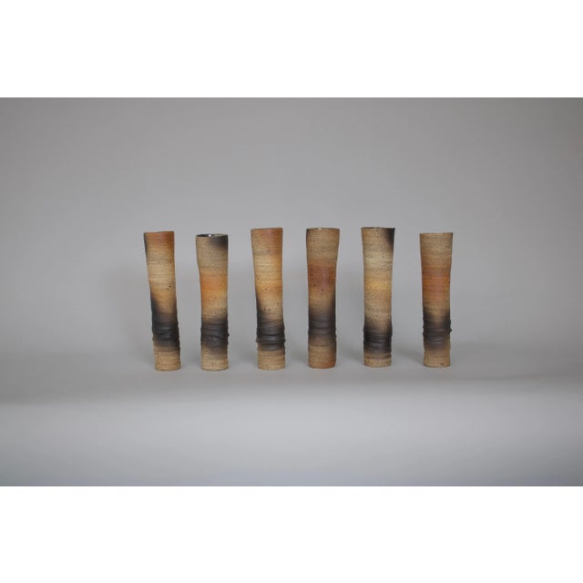 Black Atelier Pelagres Stoneware Wood Fire Ceramic Vases France, Circa 1950 - Set of 6 For Sale - Image 8 of 13