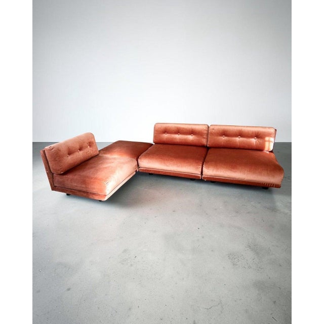 Metal Salpol Modular Sofa in Dralon Velvet, Italy, 1970, Set of 4 For Sale - Image 7 of 18