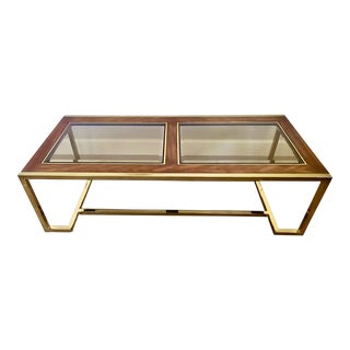 1970s John Widdicomb for Mastercraft Burl Wood & Brass Coffee Table For Sale