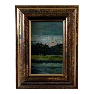 Vintage Abstract Expressionist Oil Seascape, Framed For Sale