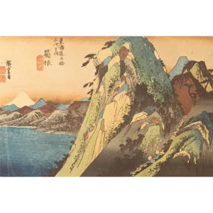 1960 After Hiroshige "The 53 Stations of Tokaido Road: 10th Station", Ukiyo-E Print From France