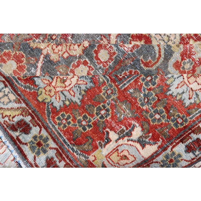 Antique Tabriz With All-Over Floral Sub-Geometric Design in Charcoal and Red 8'0 X 11'6 For Sale - Image 14 of 16