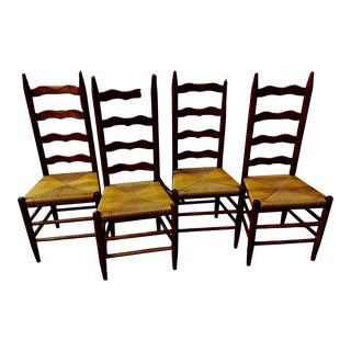 1970s Antique Ladderback Chairs- a Set of 4 For Sale