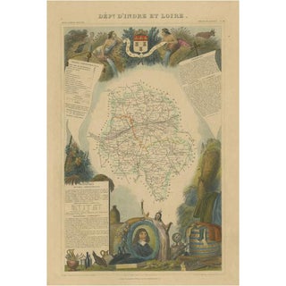 Antique Map of the Department of Indre and Loire For Sale