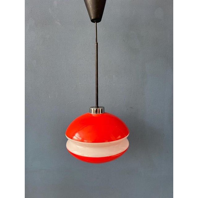 Vintage Orange Glass Pendant Lamp from Peill & Putzler For Sale - Image 6 of 11