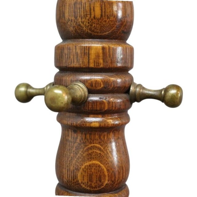 Wood Rj Horner Attr Oak & Brass Hoof Foot Coat Rack C1920 For Sale - Image 7 of 11