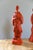 Asian Pair of Vintage Orange/Vermilion Chalkware Emperor and Empress Statues From the Personal Collection of Artist Tawny Chatmon For Sale - Image 3 of 11
