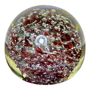 Murano Red Vintage Bubble Spherical Paperweight Sculpture