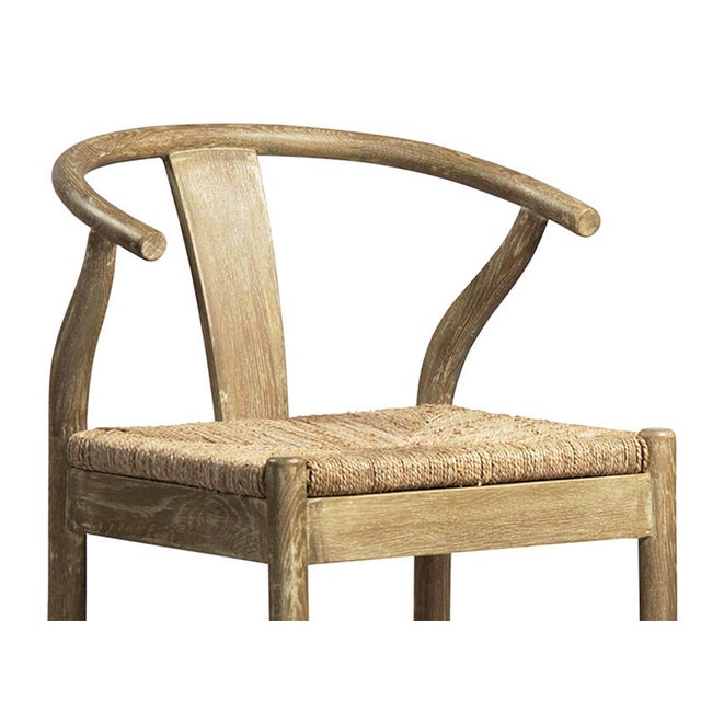 Transitional Hudson Oak & Seagrass Counter Stool For Sale - Image 3 of 3