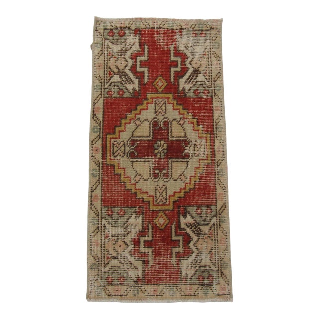 Worn Vintage Mini Rug For Sale
