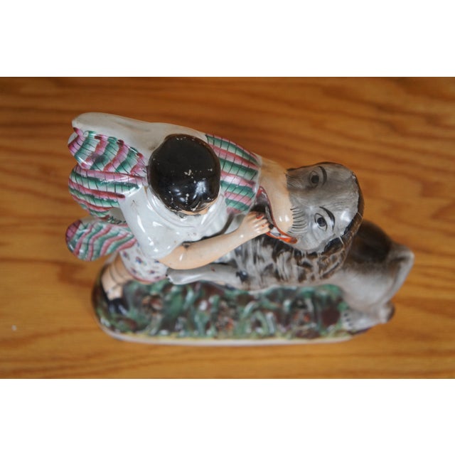 Antique Mid 19th Century Staffordshire Porcelain Samson & the Lion Figurine For Sale - Image 10 of 12