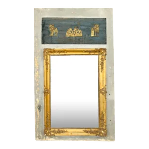 French Directoire Painted and Giltwood Trumeau Mirror