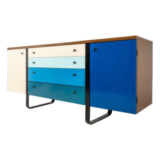 Restored Mid-Century Modern Sled-Based Credenza a Fusion of Inspiration After George Nelson and Finn Juhl, Usa, C. 1960s For Sale