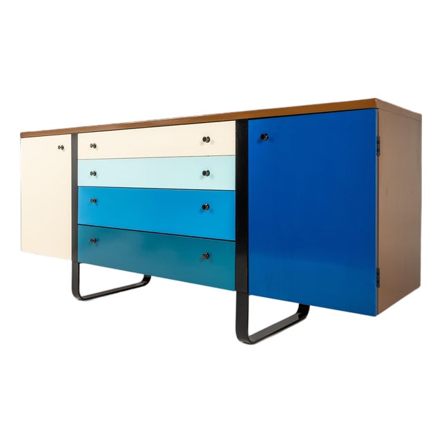 Restored Mid-Century Modern Sled-Based Credenza a Fusion of Inspiration After George Nelson and Finn Juhl, Usa, C. 1960s For Sale