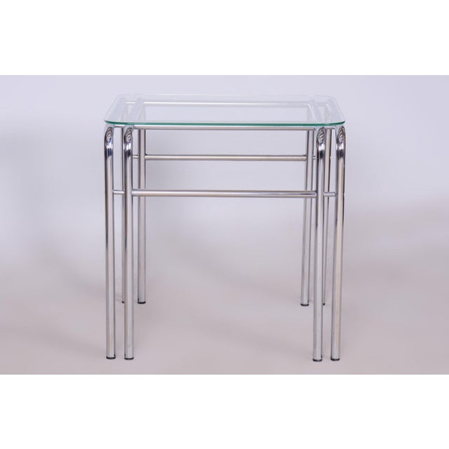 20th Century Seating Set with Table in Chrome & Glass, Slovakia, 1970s, Set of 3 For Sale - Image 15 of 15