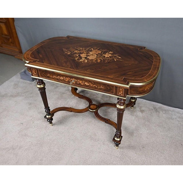 Napoleon III Center Table in Veneer, Second Half of the 19th Century For Sale - Image 5 of 18