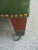 Wood 50s Square Olive Green Vinyl Footstool Brass Tacks and Casters For Sale - Image 7 of 11