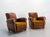 Pair of French club chairs in leather and velvet, circa 1930 Pair of French club chairs dating from the 1930s, featuring a...