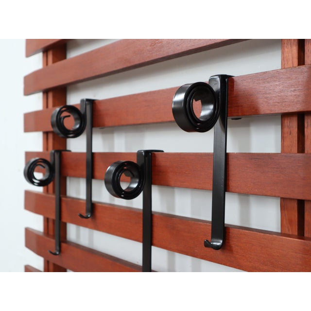 Mid-Century Italian Teak Wall Coat Rack from F.lli Proserpio, 1950s For Sale - Image 10 of 13