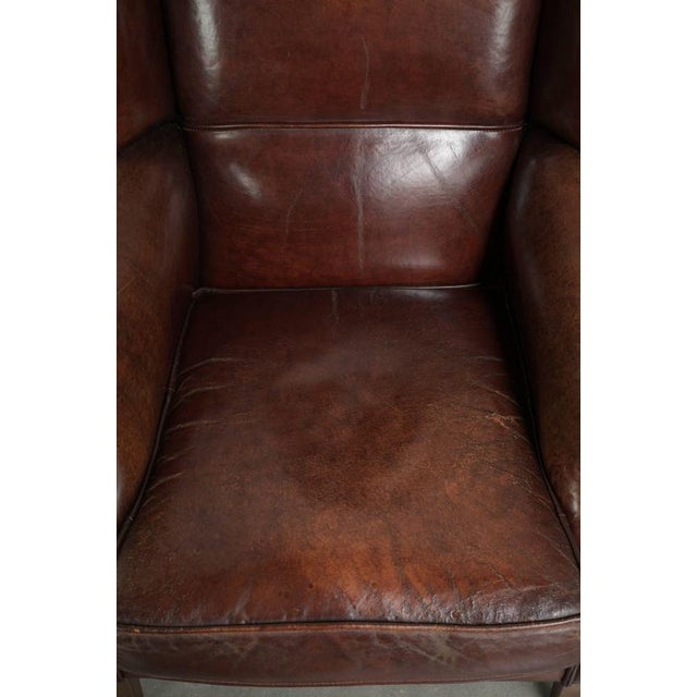 Sheepskin Wing Armchair with Warm Chestnut Color For Sale - Image 6 of 12