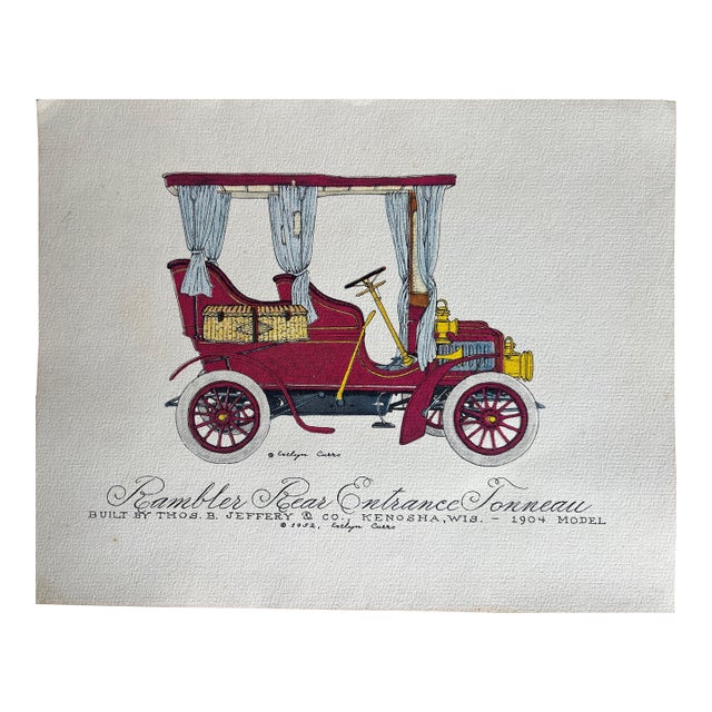 1950s Evelyn Cuero "Rambler Rear Entrance Tonneau" 1904 Automobile Print For Sale