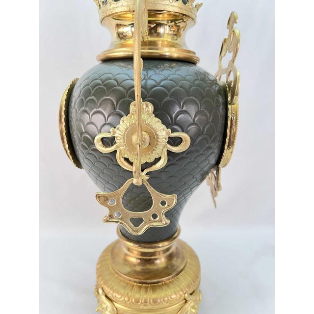 Large Art Nouveau Golden Bronze Clock, 1890s For Sale - Image 12 of 15