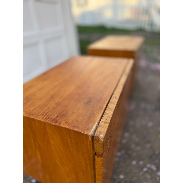 Art Deco 1970s Mid-Century Burl Wood Nightstands by Lane - A Pair For Sale - Image 3 of 12
