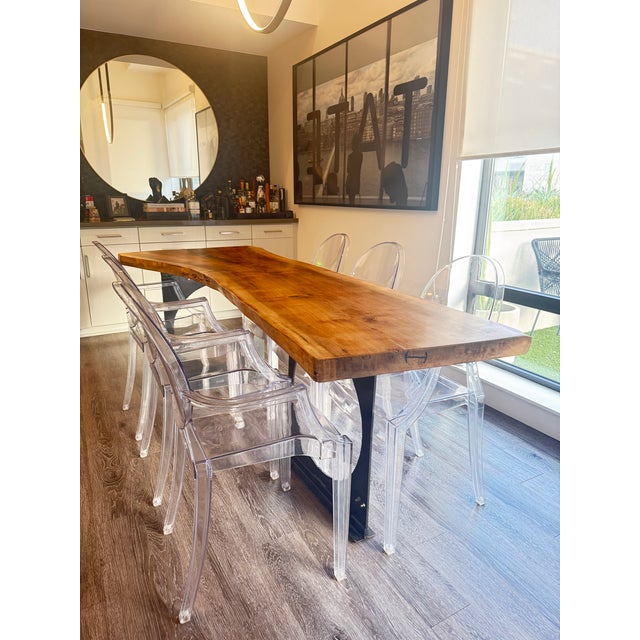 Black Live Edge Custom Dining Table For Sale - Image 8 of 14