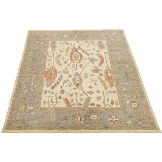 Modern Oushak Style Hand-Knotted Wool Rug – Transitional Neutrals & Earth Tones For Sale - Image 4 of 10