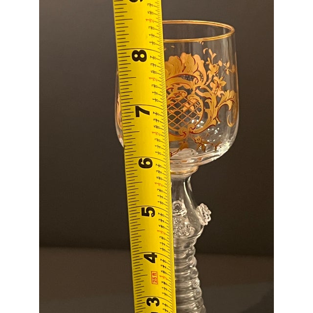 Antique Moser St Louis Wine Glass Gold Gilt With Ribbed Stem For Sale - Image 11 of 12