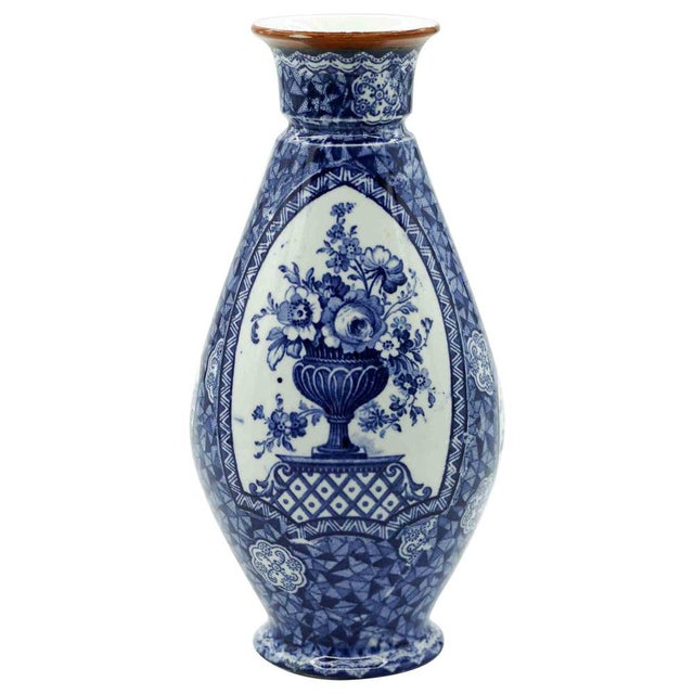 Ceramic Ceramic Blue Vase by Franz Anton Mehlem, 19th Century For Sale - Image 7 of 7