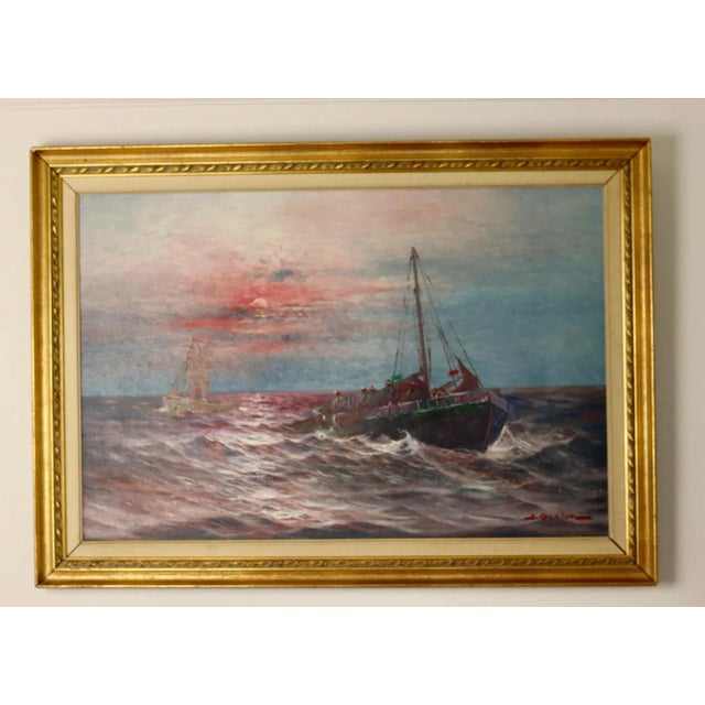 Johan Ossian Andersson, Sailing at Sunset, 1950s, Oil on Canvas, Framed For Sale - Image 11 of 11