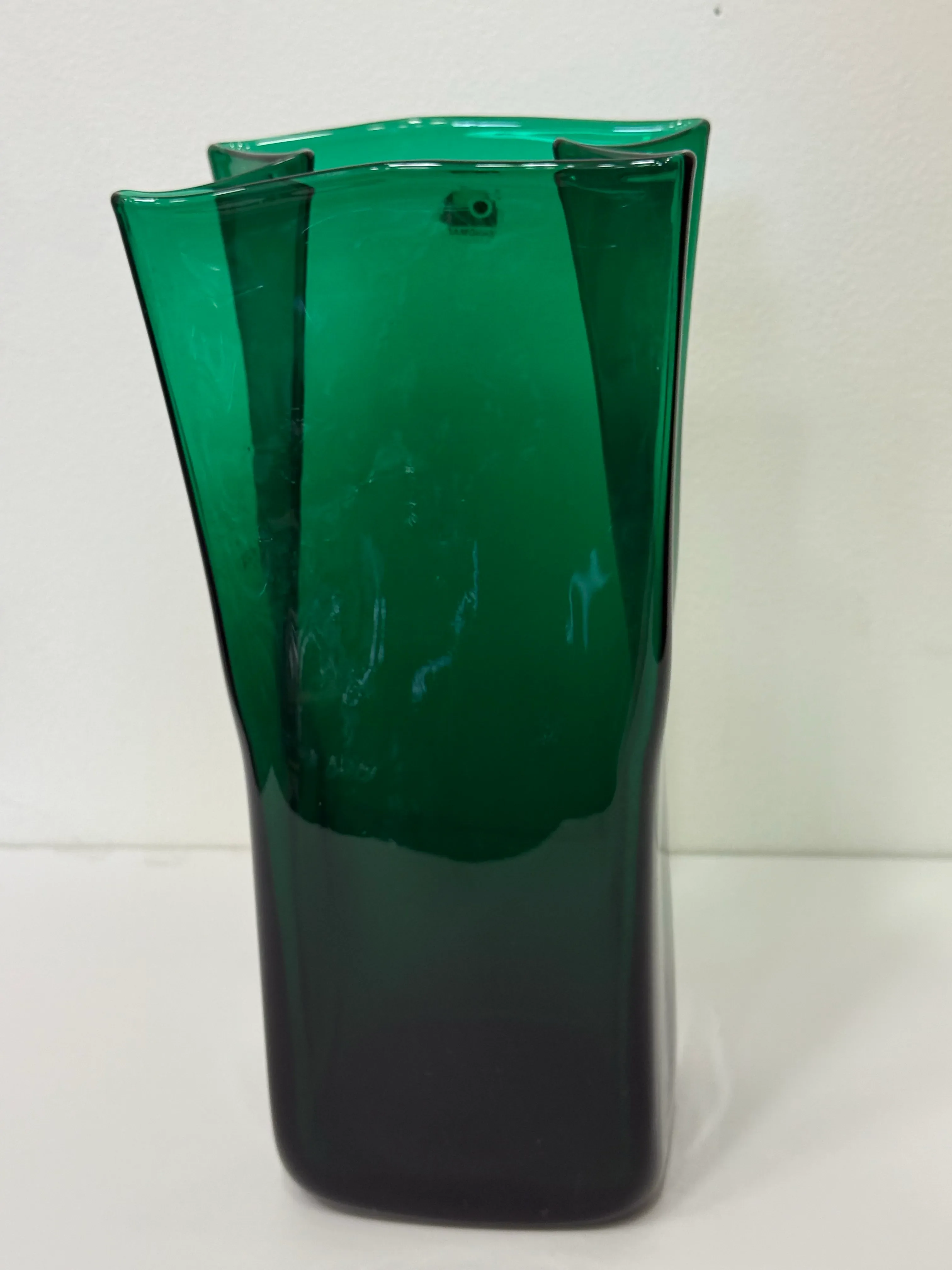 Vintage Blenko Paper Bag Blown Art Glass Vase American Mid-Century