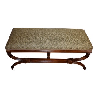 1930s French Provincial Fruitwood Spring-Seat Window Bench with New Upholstery For Sale