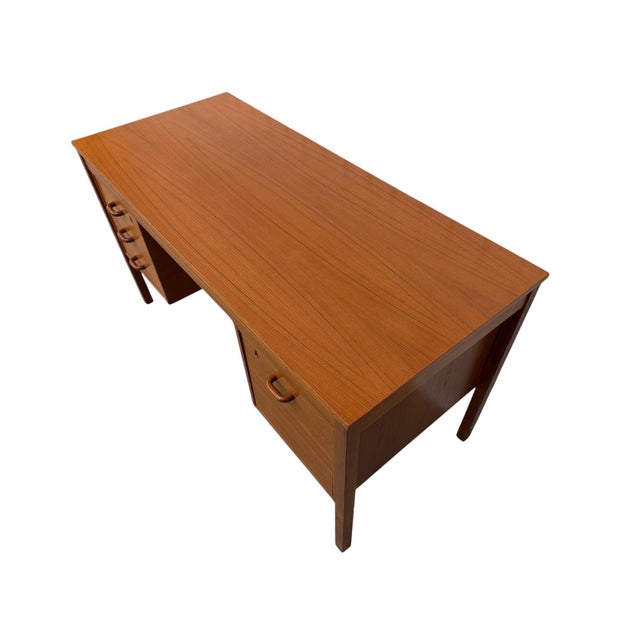 Vintage Danish Modern Teak Writing Desk - Refinished! For Sale In Philadelphia - Image 6 of 9