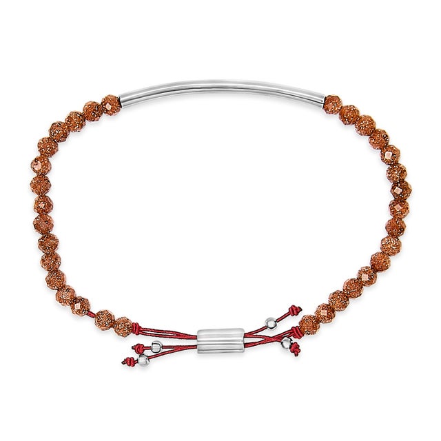 Haus of Brilliance Sterling Silver Sand Bead Station Bracelet Bolo For Sale - Image 4 of 5