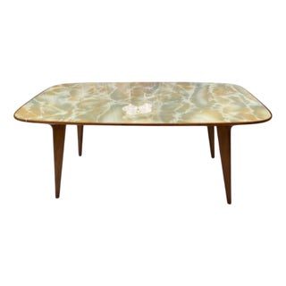 Mid-Century Modern Italian Table with Marbled Glass For Sale