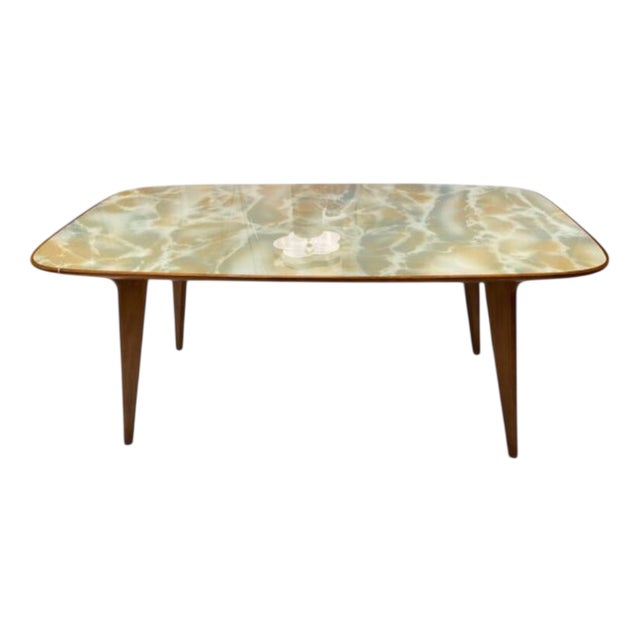 Mid-Century Modern Italian Table with Marbled Glass For Sale