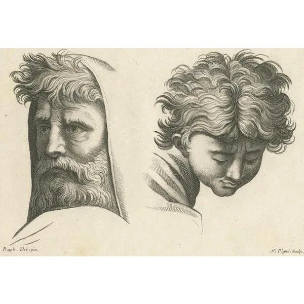 Pigné, Wisdom and Innocence: Contrasts in Time, 1740, Engraving For Sale - Image 6 of 7