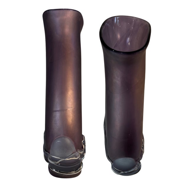 Art Glass Purple Vase Signed by Ion Tamaian For Sale - Image 17 of 18