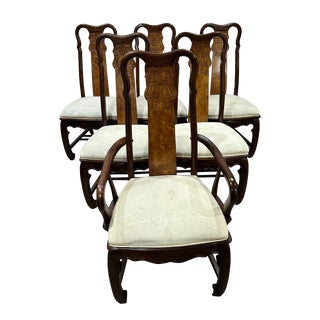 Set of Six Asian Chinoiserie Dining Chairs For Sale