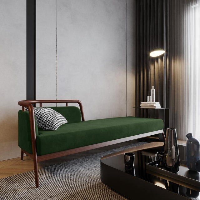 Essex Green Velvet Daybed by Javier Gomez For Sale - Image 3 of 7